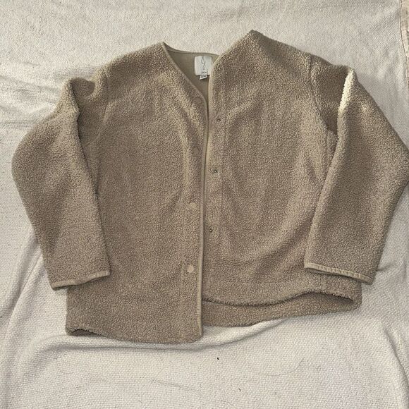 Joie teddy button front boxy fit tan jacket | Sz XS - Picture 2 of 7